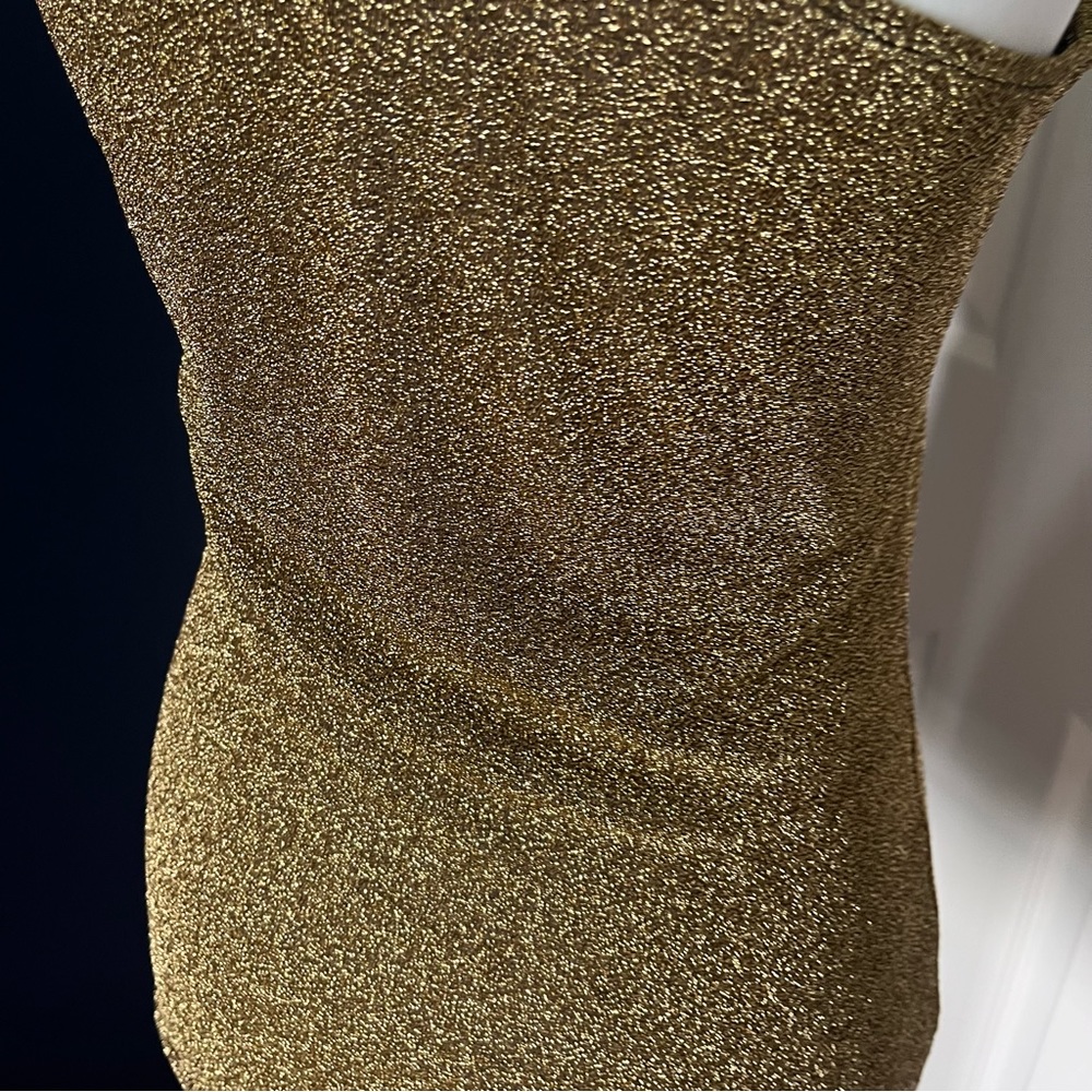 📌SOLD📌 Express Gold Metallic Cross Back Tank Top Sz Small Petite - Picture 6 of 14